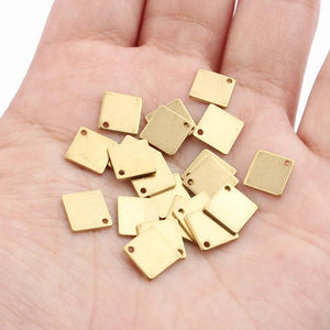 20pcs Brass Square Charms Disc Blanks DIY Earring Necklace