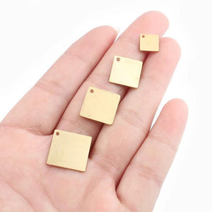 20pcs Brass Square Charms Disc Blanks DIY Earring Necklace