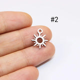 10pcs Stainless Steel Sun Flower Leaves Charms Pendant DIY Jewelry Unfading