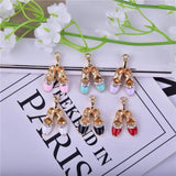 10pcs/pack Ballet Slippers Enamel Charms Metal Pendant Earring Jewelry 15*26mm