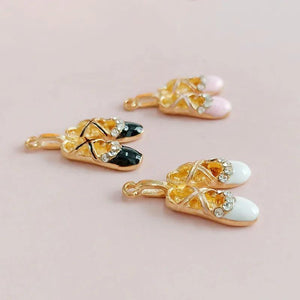 10pcs/pack Ballet Slippers Enamel Charms Metal Pendant Earring Jewelry 15*26mm