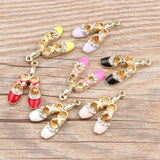 10pcs/pack Ballet Slippers Enamel Charms Metal Pendant Earring Jewelry 15*26mm