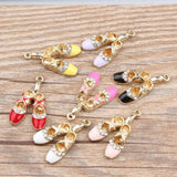 10pcs/pack Ballet Slippers Enamel Charms Metal Pendant Earring Jewelry 15*26mm