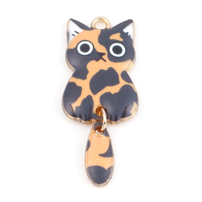 Cartoon Cat Enamel Pendants DIY Jewelry 10PCs