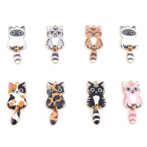 Cartoon Cat Enamel Pendants DIY Jewelry 10PCs