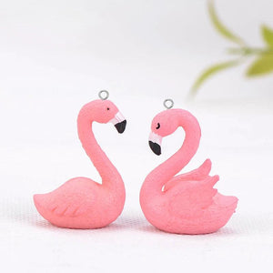 10pcs Flamingo Resin Charms for Jewelry Making
