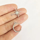 6pcs Moon and Star Zinc Alloy Charms Pendant DIY Jewelry