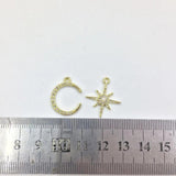 6pcs Moon and Star Zinc Alloy Charms Pendant DIY Jewelry