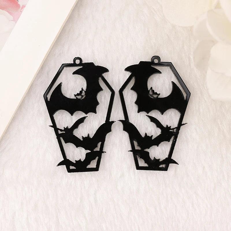 10Pcs Halloween Bat Charms Acrylic Coffin DIY Making
