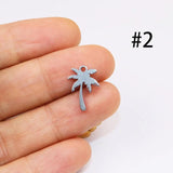 10pcs Stainless Steel Coconut Tree Leaves Charms Pendant DIY Jewelry