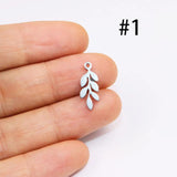 10pcs Stainless Steel Coconut Tree Leaves Charms Pendant DIY Jewelry