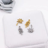 10pcs Stainless Steel Coconut Tree Leaves Charms Pendant DIY Jewelry