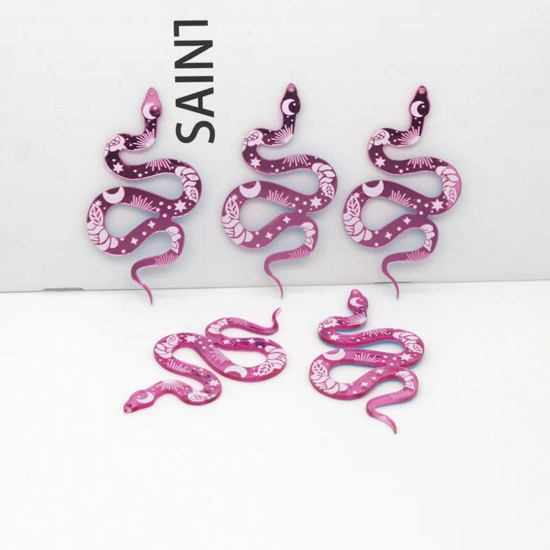 10pcs Moon Snake Acrylic Earring Charms Bohemia Vintage Pendants DIY Jewelry