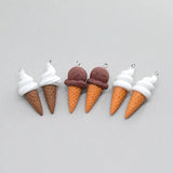 10pcs Ice Cream Cone Resin Earring Charms Food Pendant DIY Jewelry Keychain