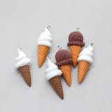 10pcs Ice Cream Cone Resin Earring Charms Food Pendant DIY Jewelry Keychain