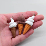 10pcs Ice Cream Cone Resin Earring Charms Food Pendant DIY Jewelry Keychain