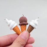 10pcs Ice Cream Cone Resin Earring Charms Food Pendant DIY Jewelry Keychain