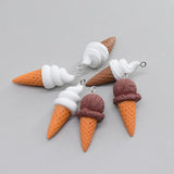 10pcs Ice Cream Cone Resin Earring Charms Food Pendant DIY Jewelry Keychain