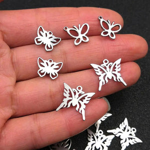 20pcs Butterfly Stainless Steel DIY Charm Pendant Jewelry Finding