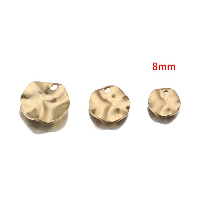 50Pcs Raw Brass Distorted Round Coin Charms for DIY Jewelry Making