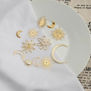 10Pcs Sun Moon Star Charms Pendants DIY Jewelry Making