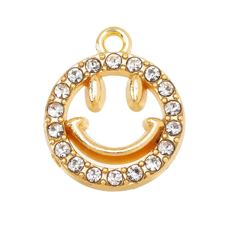 20Pcs 16*14MM Zircon Smiley Face Pendant Necklace for Women