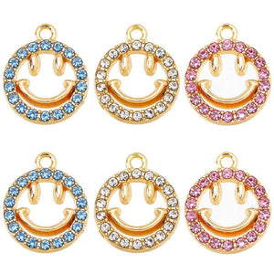 20Pcs 16*14MM Zircon Smiley Face Pendant Necklace for Women