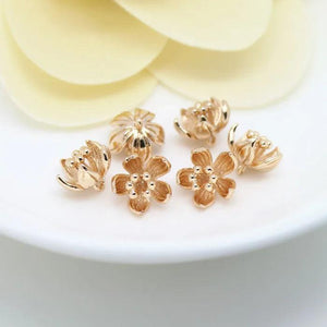 6PCS 5x9MM 24K Plum Flower Charms Jewelry Accessories