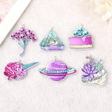 12pcs Pastel Goth Unicorn Charms Acrylic Spooky Skull Cake Pendant