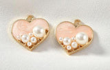 10pcs Pearl Heart Enamel Charms Pendant for DIY