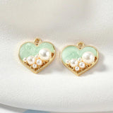 10pcs Pearl Heart Enamel Charms Pendant for DIY