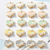 10pcs Pearl Heart Enamel Charms Pendant for DIY