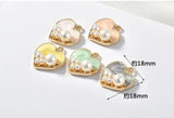 10pcs Pearl Heart Enamel Charms Pendant for DIY