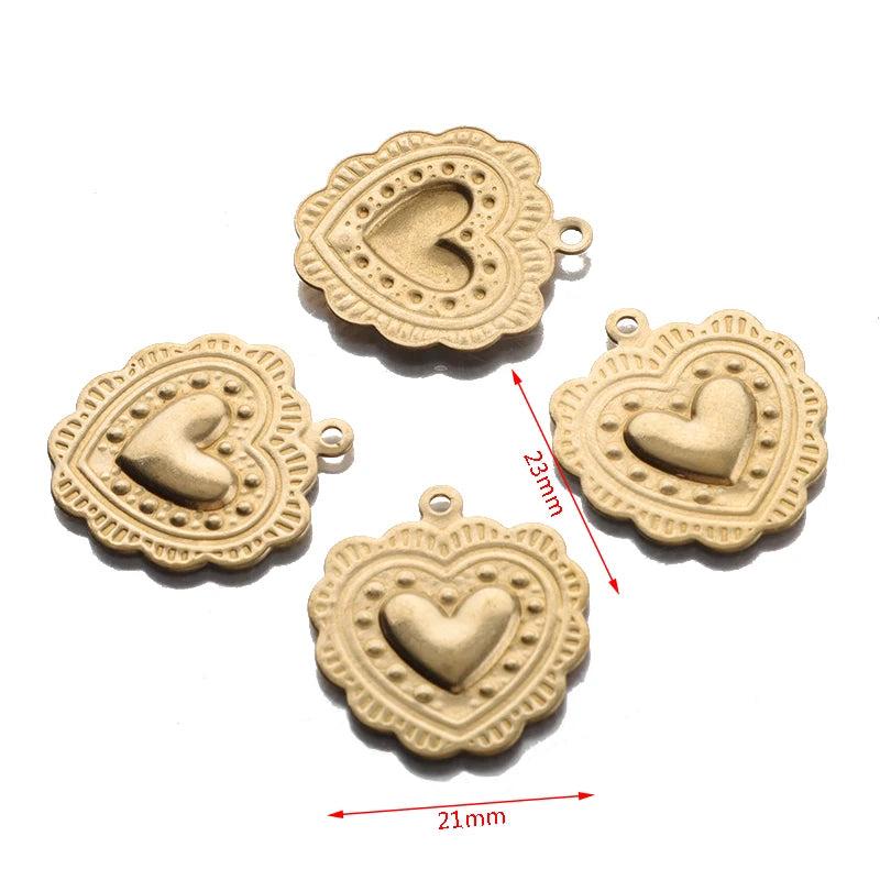 10PCS Sacred Heart Charms Brass Pendants DIY Necklace Bracelet Ear