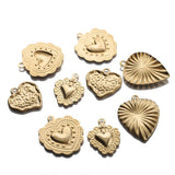 10PCS Sacred Heart Charms Brass Pendants DIY Necklace Bracelet Ear
