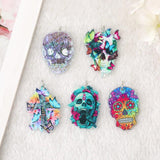 10 Pcs Halloween Skull Charms Acrylic Butterfly Cross Flower Findings