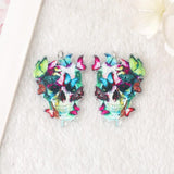 10 Pcs Halloween Skull Charms Acrylic Butterfly Cross Flower Findings