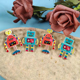 10pcs Robot Acrylic Charms Keychain Earring Pendant DIY Jewelry Making