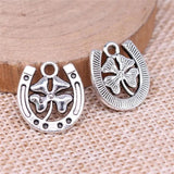 20pcs Lucky Clover Horse Shoe Charms DIY Jewelry Findings Antique Silver