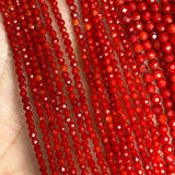 Faceted Red Coral Round Stone Beads 2MM 3MM 4MM