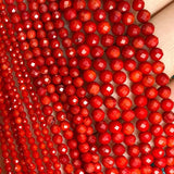 Faceted Red Coral Round Stone Beads 2MM 3MM 4MM