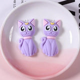 10pcs Moon Crescent Cat Charms Resin Animals Pendant Jewelry Findings