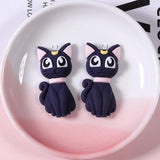 10pcs Moon Crescent Cat Charms Resin Animals Pendant Jewelry Findings