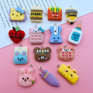 10pcs School Charm Pencil Resin Pendant for DIY Making