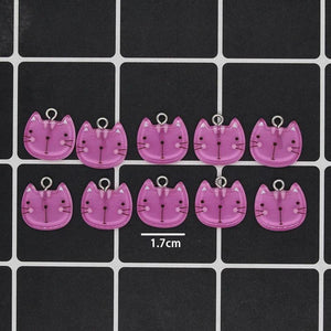20pcs Mini Acrylic Cat Head Earring DIY Charms for Bracelet Choker Pendant D32-2