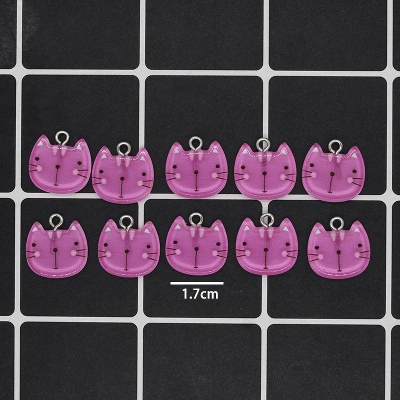 20pcs Mini Acrylic Cat Head Earring DIY Charms for Bracelet Choker Pendant D32-2