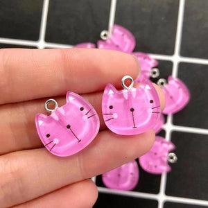 20pcs Mini Acrylic Cat Head Earring DIY Charms for Bracelet Choker Pendant D32-2