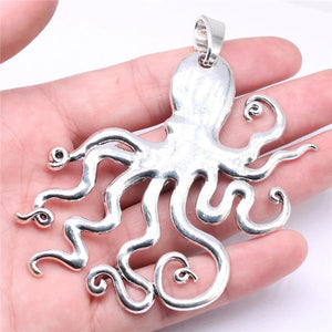 Octopus Pendant Charm for Jewelry Making Antique Silver