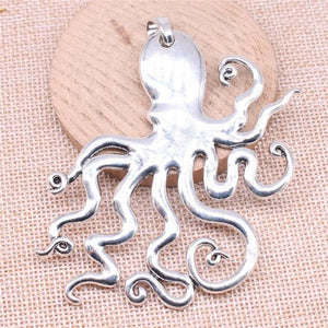 Octopus Pendant Charm for Jewelry Making Antique Silver