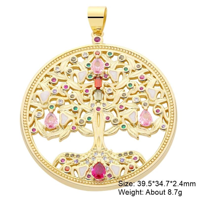 18K Plated Evil Eye Star Tree Of Life Pendant for DIY Jewelry